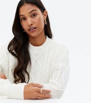 Urban Bliss White Cable Knit Jumper